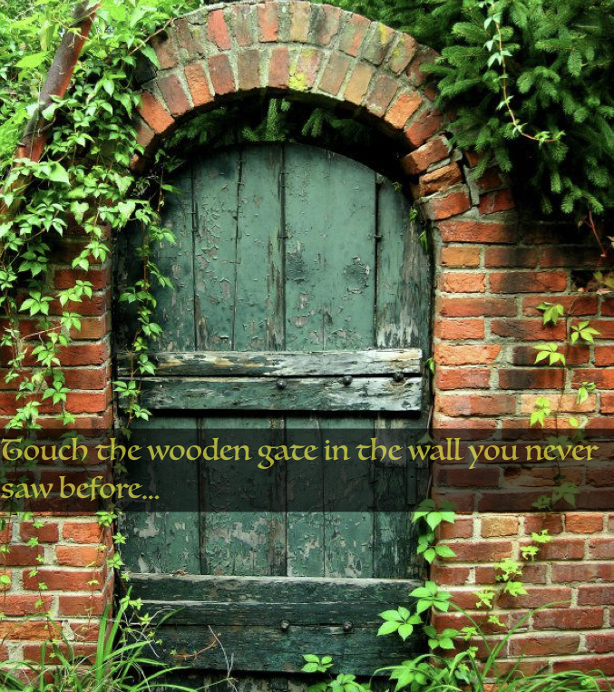 touch the wooden gate